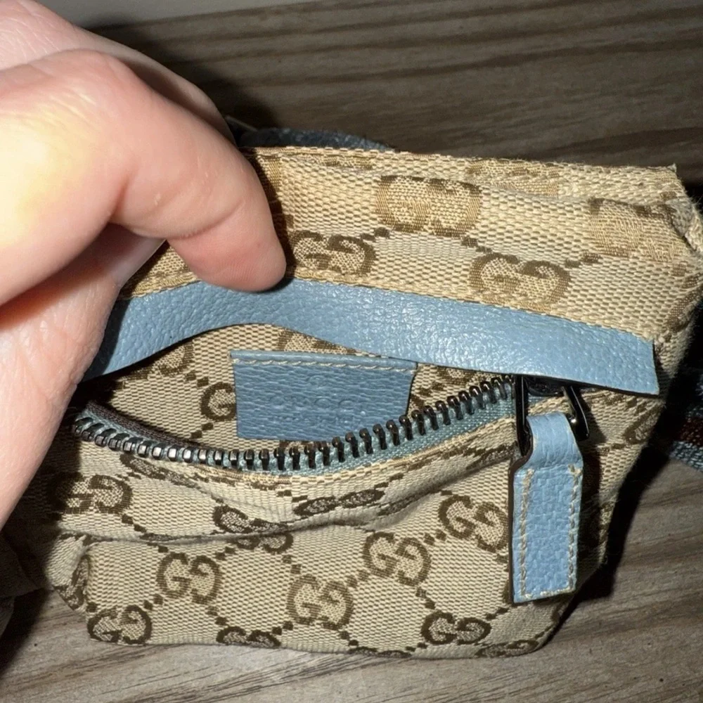Gucci GG Monogram Web Double Pocket Belt Bag Ice Blue RARE color 162962-497717 - Picture 7 of 16